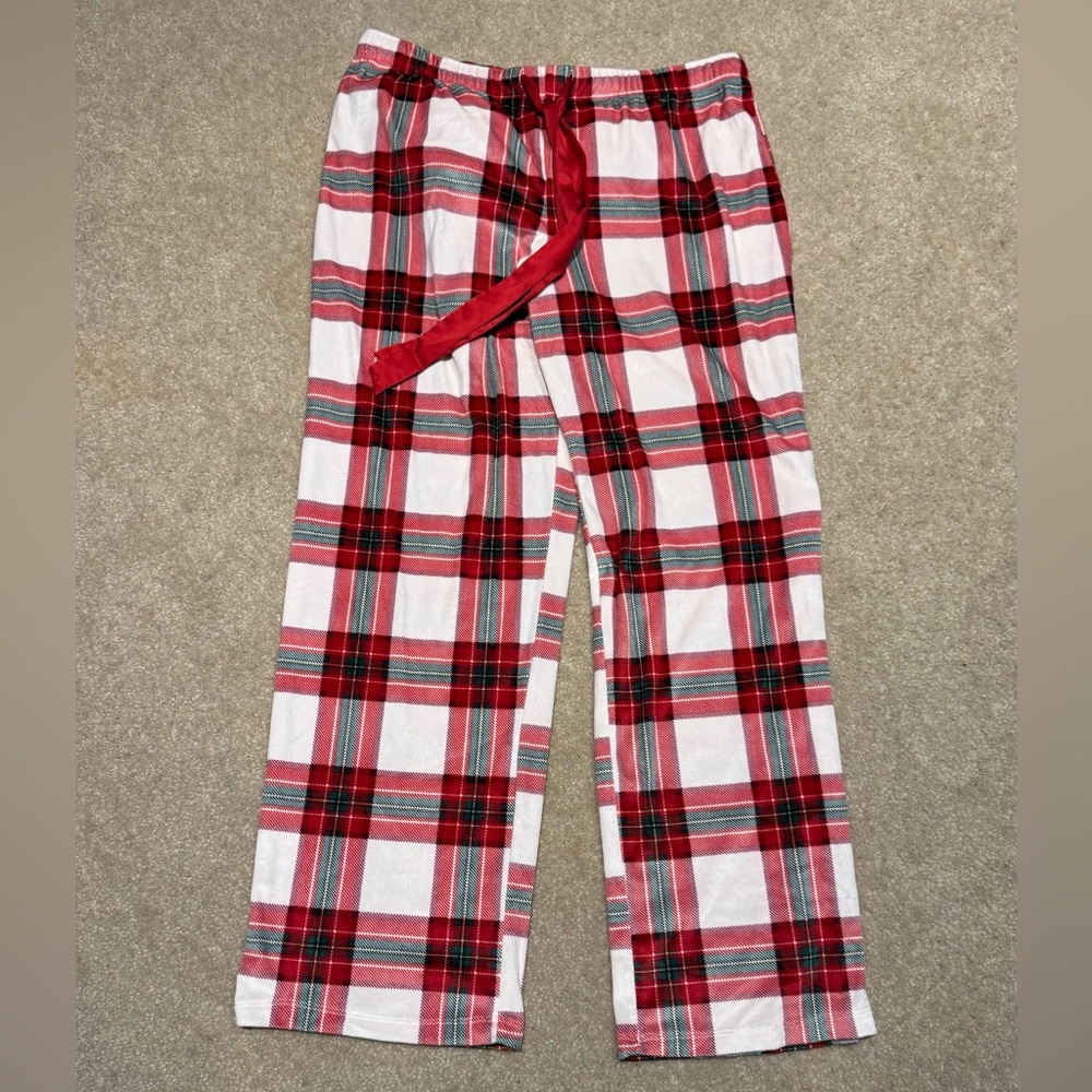 Stars Above - Plaid Pajama Pants Lounge Sleep Bottoms Red Holiday Plaid - Sz. L